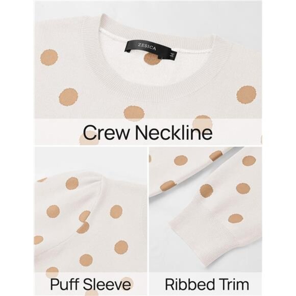 Women's Long Sleeve Crewneck Sweater – Fall Polka Dots - Picture 6 of 7